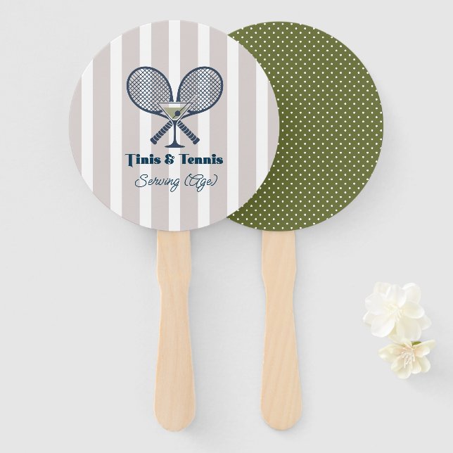 Tinis & Tennis Country Club Preppy Party Hand Fan (Front and Back)
