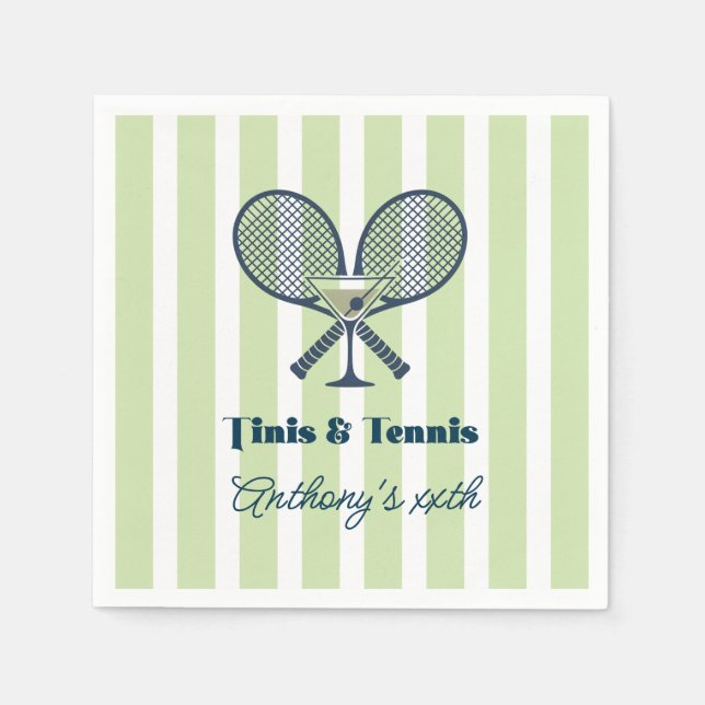 Tinis & Tennis Preppy Tennis Birthday Party Napkins (Front)