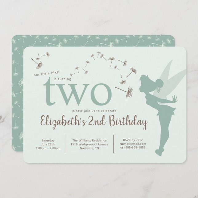 Tinker Bell 2nd Birthday Invitation (Front/Back)
