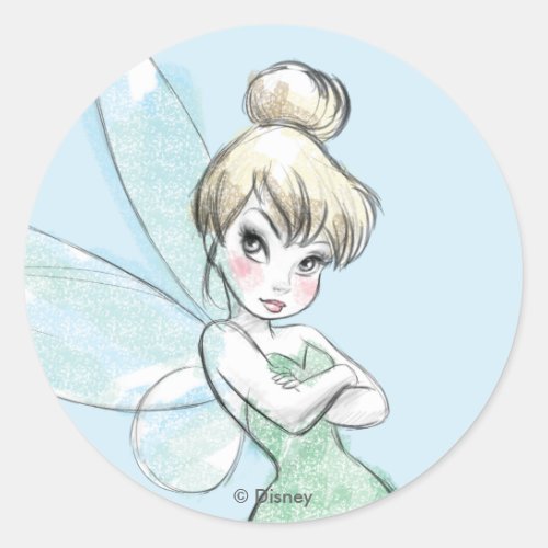 Tinker Bell | Arms Crossed Pastel Classic Round Sticker