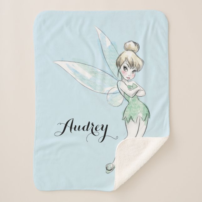 Tinker Bell | Arms Crossed Pastel | Name Sherpa Blanket (Front)