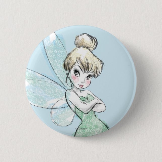 Tinker Bell | Arms Crossed Pastel Pinback Button (Front)