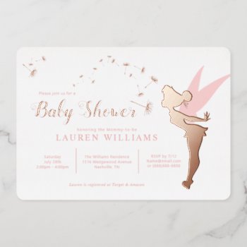 Tinker Bell Baby Shower Pink Foil Invitation by tinkerbell at Zazzle