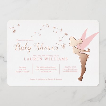 Tinker Bell Baby Shower Pink Foil Invitation
