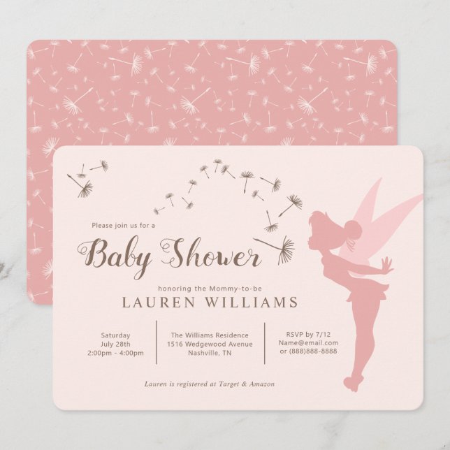 Tinker Bell Baby Shower Pink nvitation Invitation (Front/Back)