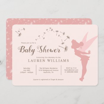 Tinker Bell Baby Shower Pink Nvitation Invitation by tinkerbell at Zazzle