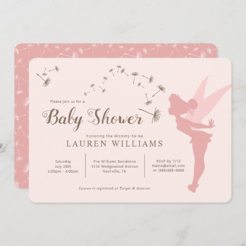 Tinker Bell Baby Shower Pink nvitation Invitation