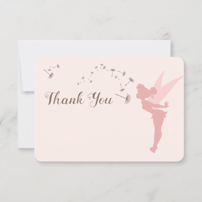 Tinker Bell Baby Shower - Pink Thank You  Invitation (Front)