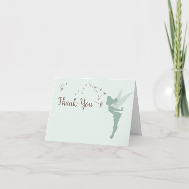 Tinker Bell Birthday - Green Thank You  Card (Front)