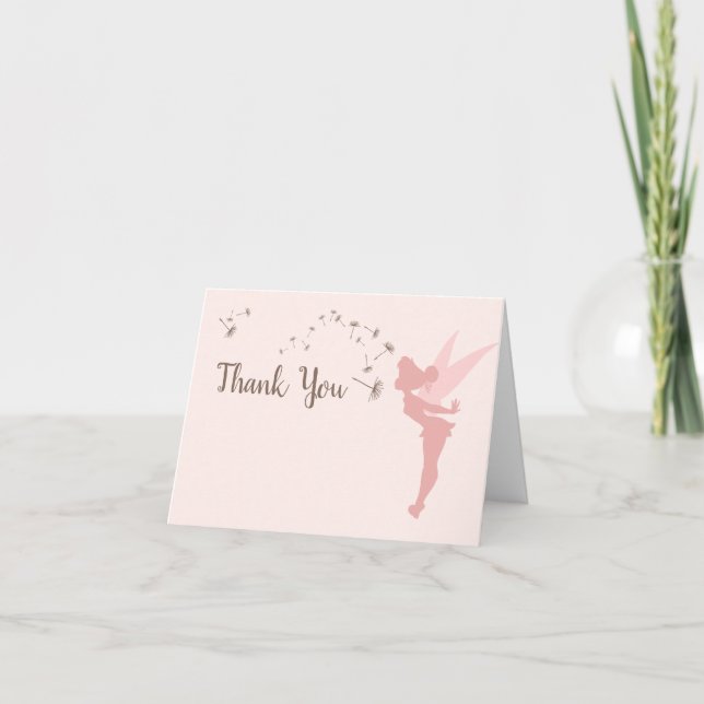 Tinker Bell Birthday - Pink Thank You  Card (Front)