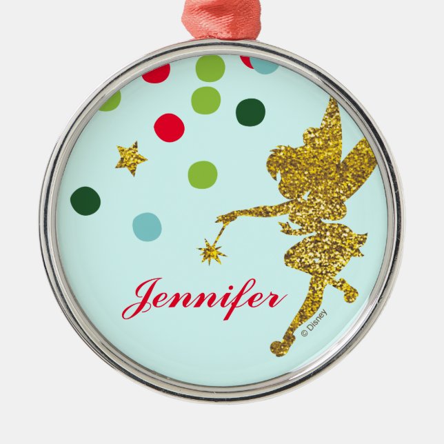 Tinker Bell |Christmas Sparkle Add Your Name Metal Ornament (Front)