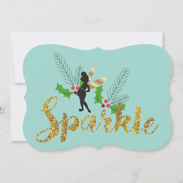 Tinker Bell Christmas with Family Photos Holiday Card (Front)