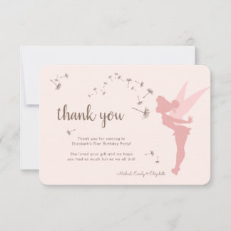 Tinker Bell First Birthday - Pink Thank You Invi Invitation