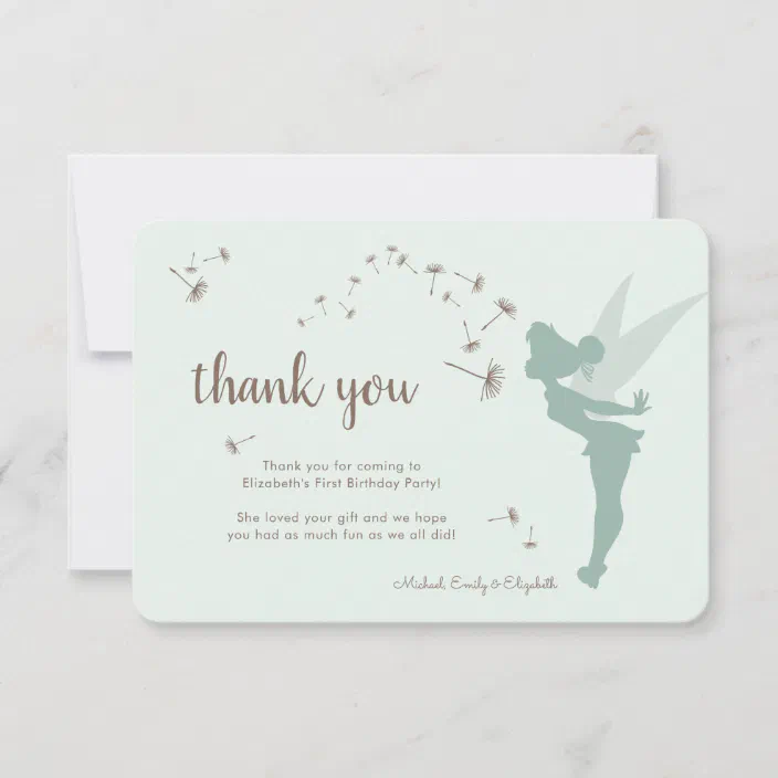 Tinkerbell Personalised Birthday Party Invite/Invitation or Thank You Card/Note 