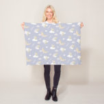 Tinker Bell Flying Clouds Pattern Custom Name  Fleece Blanket