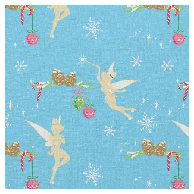 Tinker Bell | Golden Holiday Cheer Pattern Fabric (Close Up)