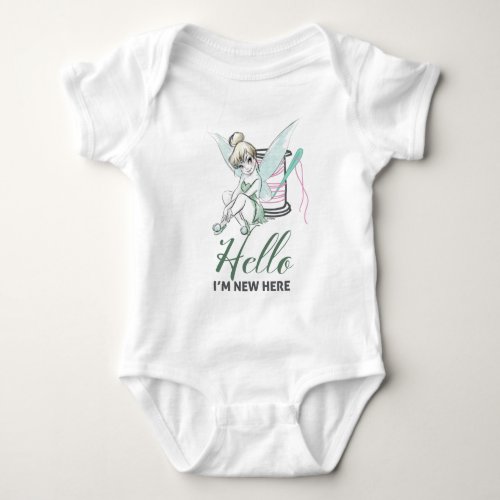 Tinker Bell Hello Im New Here Baby Bodysuit