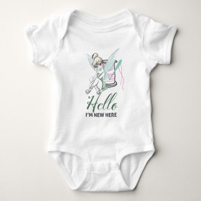 Tinker Bell Hello I'm New Here Baby Bodysuit (Front)