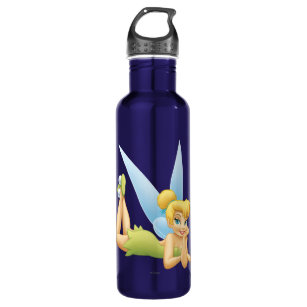 Disney Tinkerbell Glitter Filled Lovehearts Stars Water Bottle Sports Drinking 