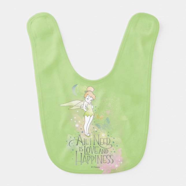 Tinker Bell Love And Happiness Baby Bib (Front)