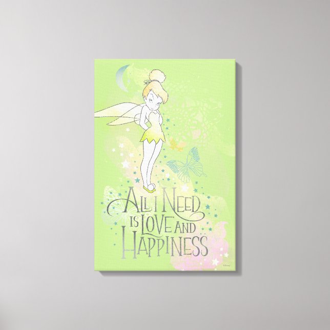 Tinker Bell Love And Happiness Canvas Print (Front)