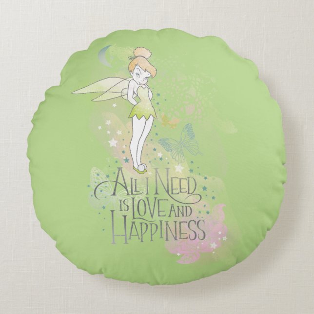 Tinker Bell Love And Happiness Round Pillow (Front)
