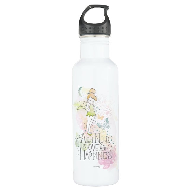 Tinker Bell Love And Happiness Stainless Steel Water Bottle (Front)