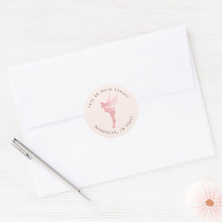 Tinker Bell Pink Baby Shower Address Classic Round Sticker