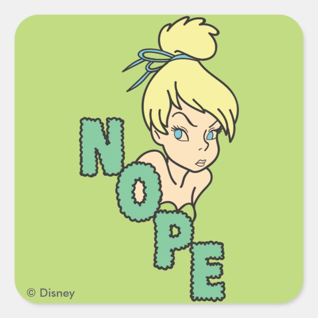 Tinker Bell | She Says Nope Square Sticker (Front)
