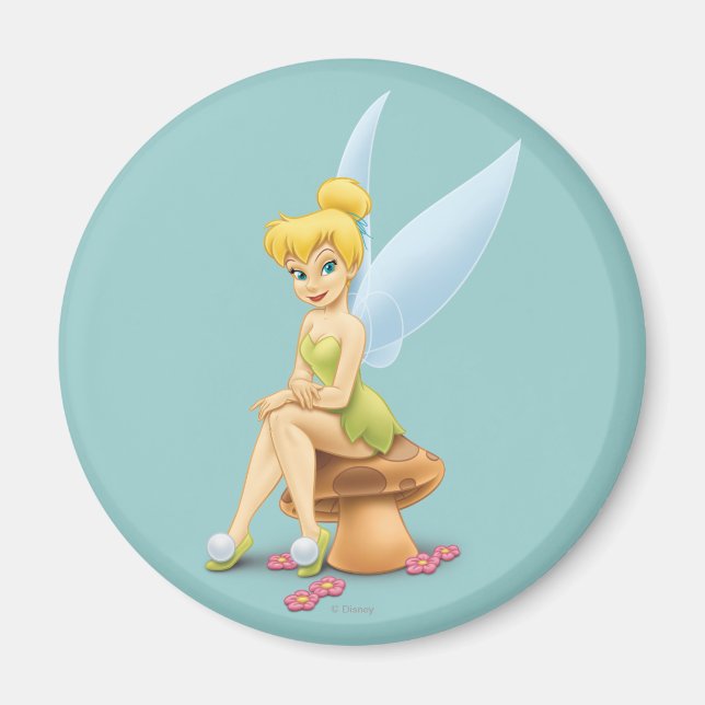 Tinker Bell Sitting on Mushroom Magnet (Front)