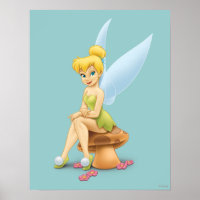 Tinker Bell Sitting on Mushroom