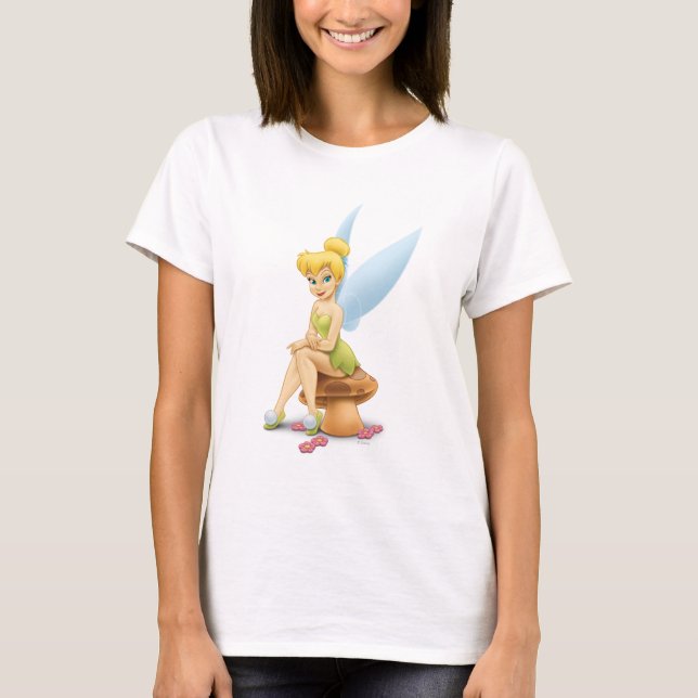 Tinker Bell Sitting on Mushroom T-Shirt (Front)