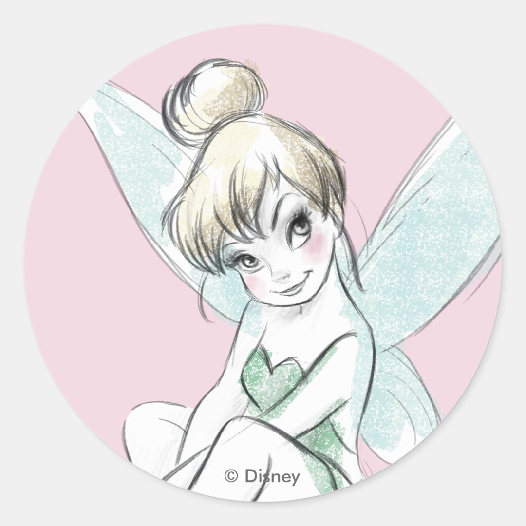 Tinker Bell | Sitting Pastel Classic Round Sticker | Zazzle