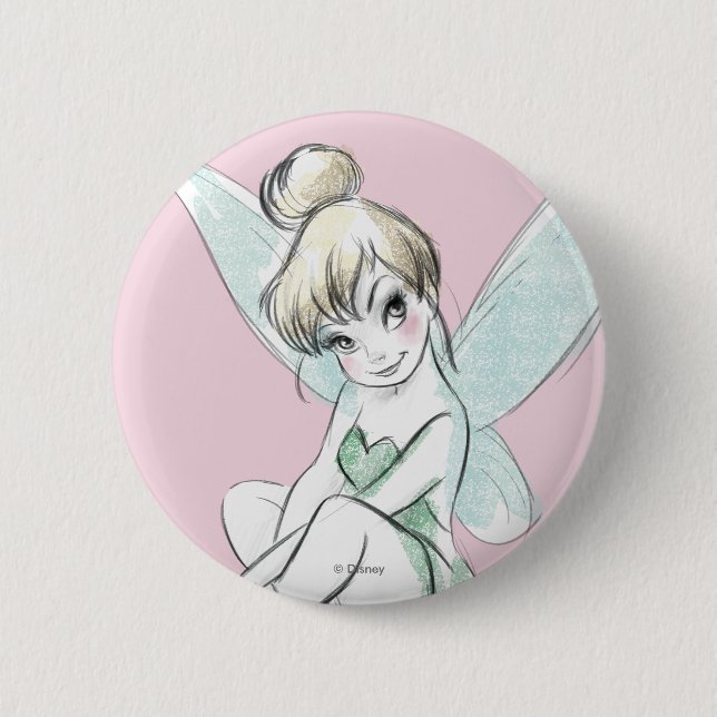Tinker Bell | Sitting Pastel Pinback Button (Front)