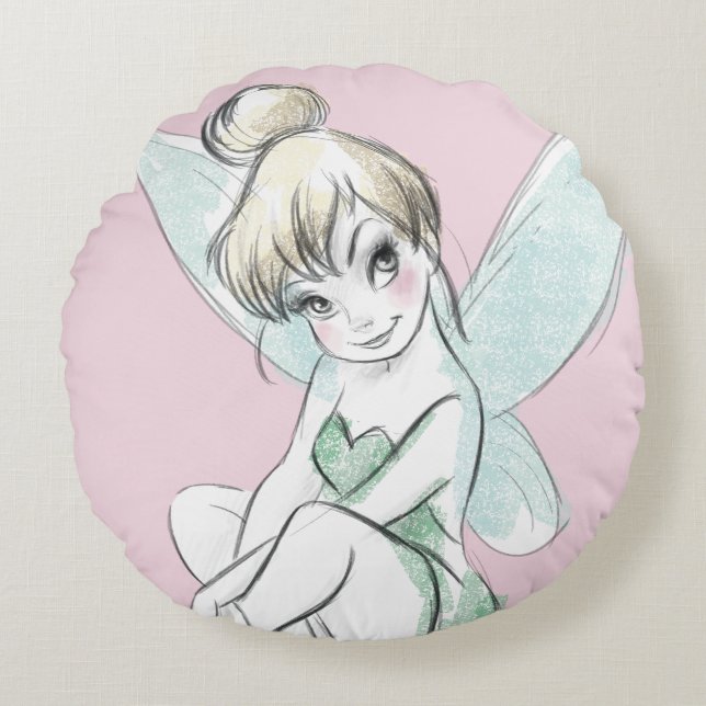 Tinker Bell | Sitting Pastel Round Pillow (Front)