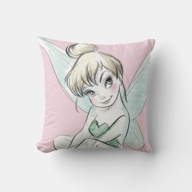 Tinker Bell | Sitting Pastel Throw Pillow (Front)