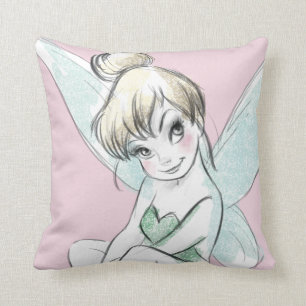 Tinker Bell Sitting Pastel Throw Pillow
