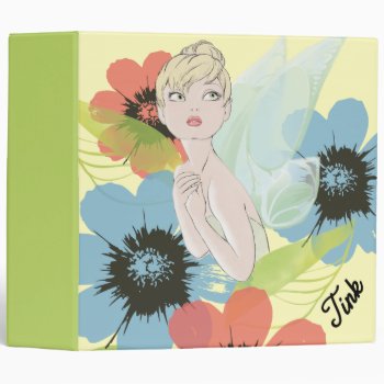 Tinker Bell Sketch With Cosmos Flowers 3 Ring Binder by tinkerbell at Zazzle