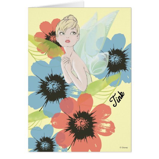 Tinker Bell Sketch With Cosmos Flowers Cards (Front)