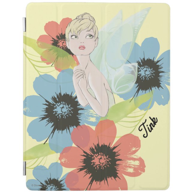 Tinker Bell Sketch With Cosmos Flowers iPad Smart Cover (Front)
