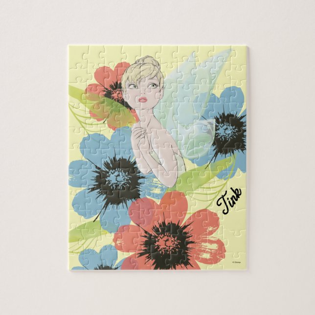 Tinker Bell Sketch With Cosmos Flowers - Kids Jigsaw Puzzle (Vertical)