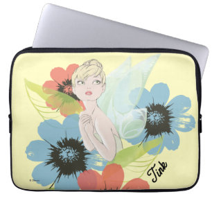 Tinker Bell Sketch With Cosmos Flowers Laptop Sleeve