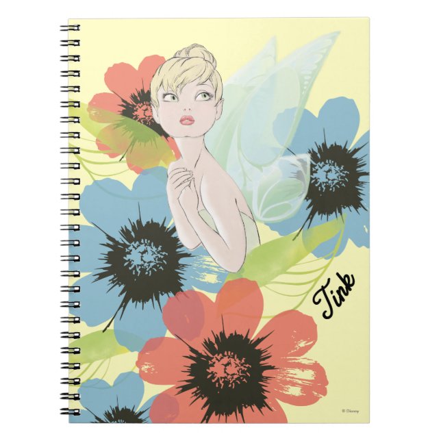 Tinker Bell Sketch With Cosmos Flowers Notebook (Front)