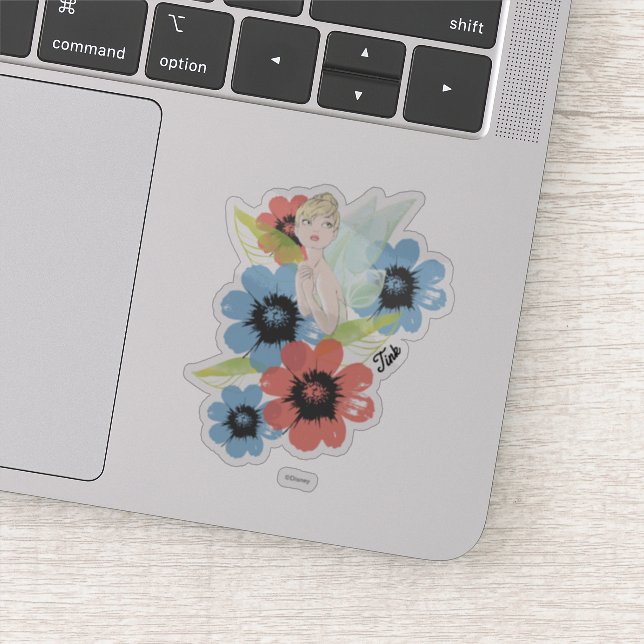 Tinker Bell Sketch With Cosmos Flowers Sticker (Detail)