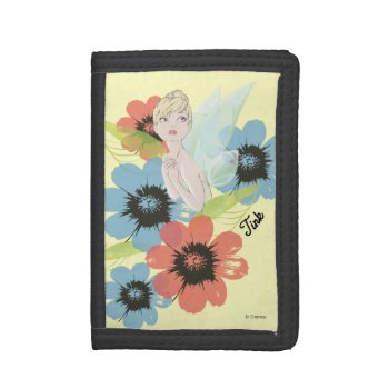 Tinker Bell Sketch With Cosmos Flowers Tri-fold Wallet by tinkerbell at Zazzle