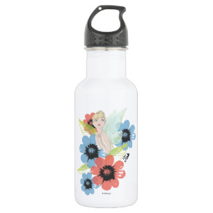 Tinker Bell Sketch With Cosmos Flowers Water Bottle