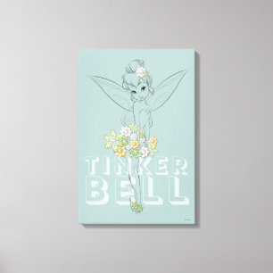 Tinker Bell Sketch With Jewel Flowers Canvas Print