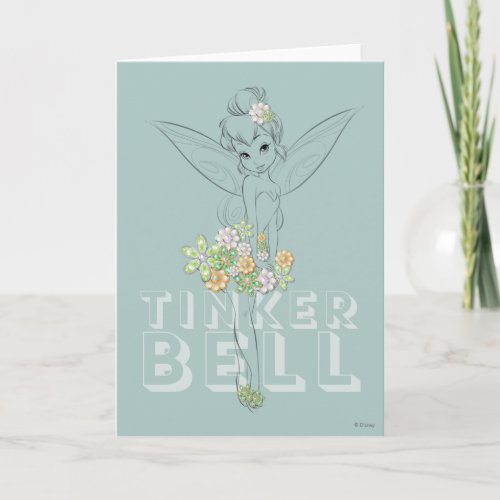 Tinker Bell Sketch With Jewel Flowers Card
