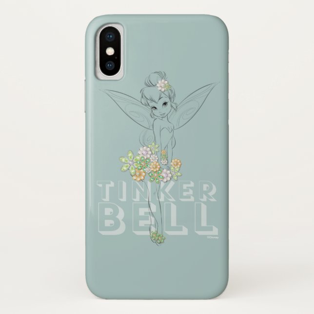 Tinker Bell Sketch With Jewel Flowers Case-Mate iPhone Case (Back)