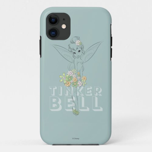 Tinker Bell Sketch With Jewel Flowers iPhone 11 Case